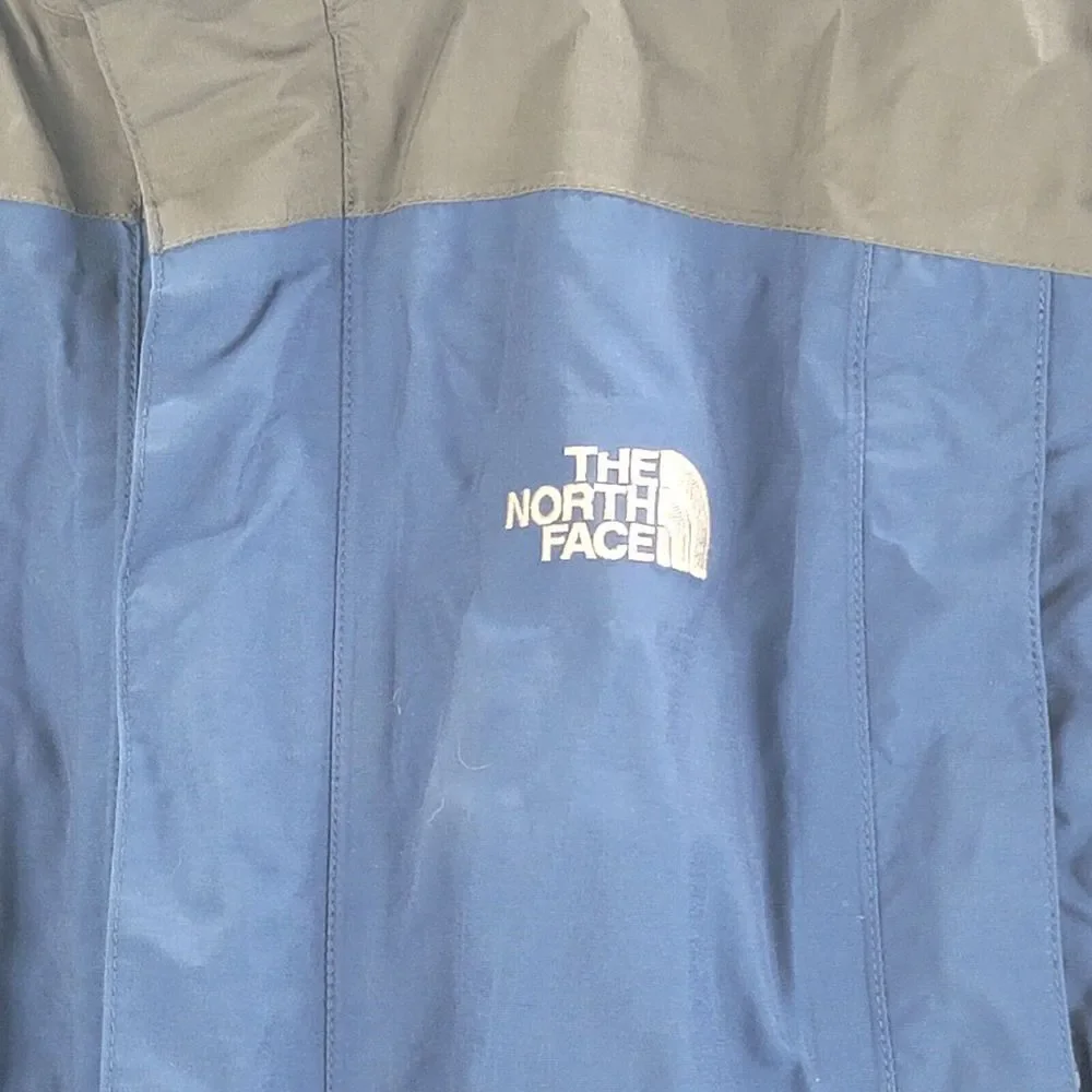 North Face Hyvent Jacket Blue Gray Mens Medium Winter Coat Hoodie Full Zip Nylon